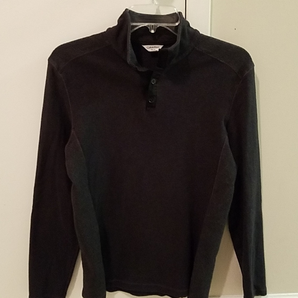 Calvin Klein Long Sleeve Quarter Button Down Polo